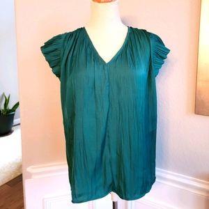 Anthropologie Womens Current Air Green Blouse Sz M